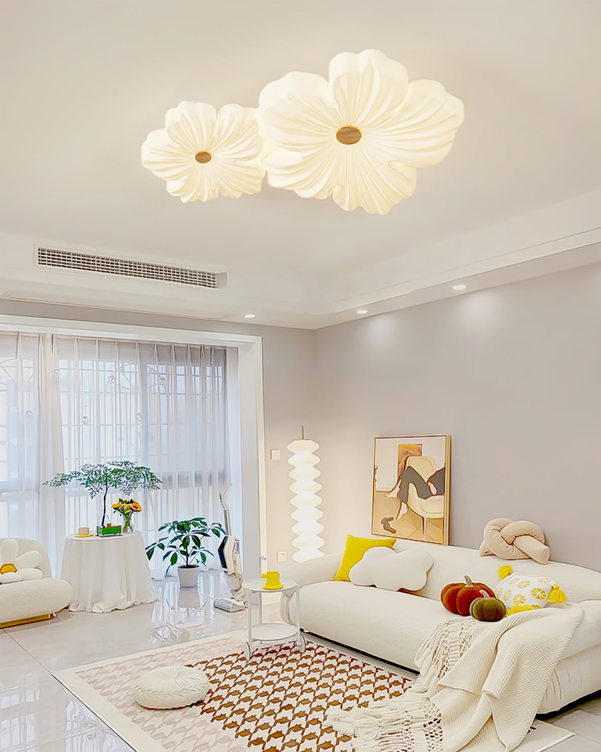 Flush Mount LED Light Fixture White Acrylic 13 Inch Round for Bedroom Living Room Hallway Kitchen Low Profile Modern Overhead Lighting Ceili | Thomler