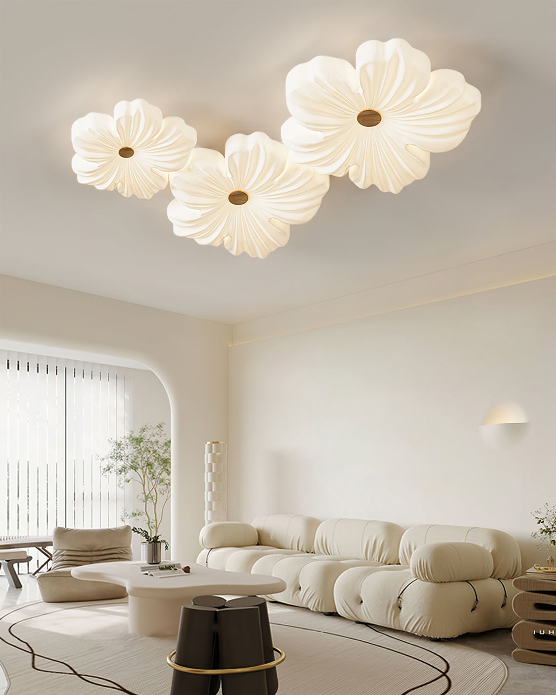Flush Mount LED Light Fixture White Acrylic 13 Inch Round for Bedroom Living Room Hallway Kitchen Low Profile Modern Overhead Lighting Ceili | Thomler