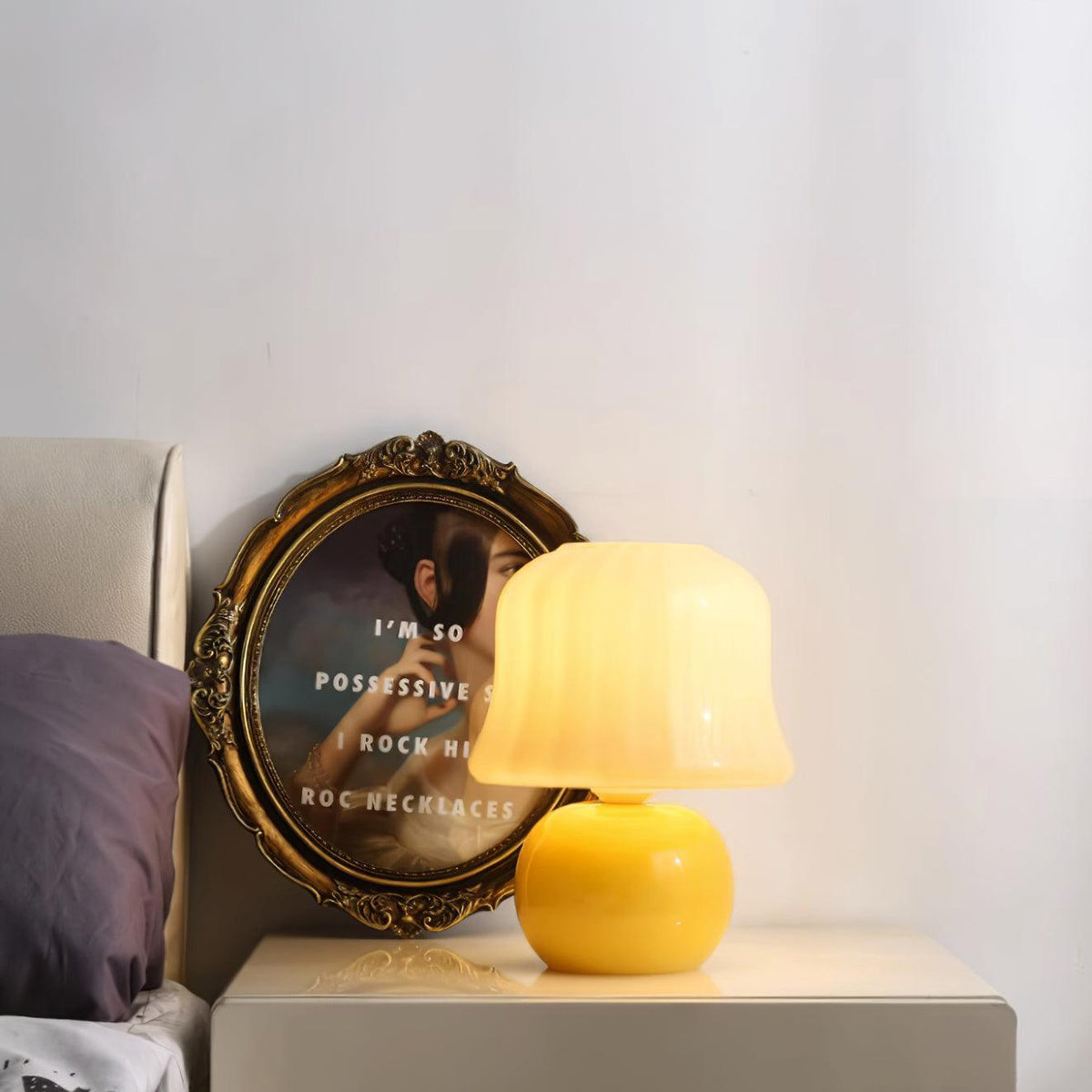 Ceramic Accent Lamp with Enamel Shade 11.4 in Beige for Nightstands Bedrooms Living Rooms Study Desks Side Tables E14 Socket 15W Soft Glow | Thomler