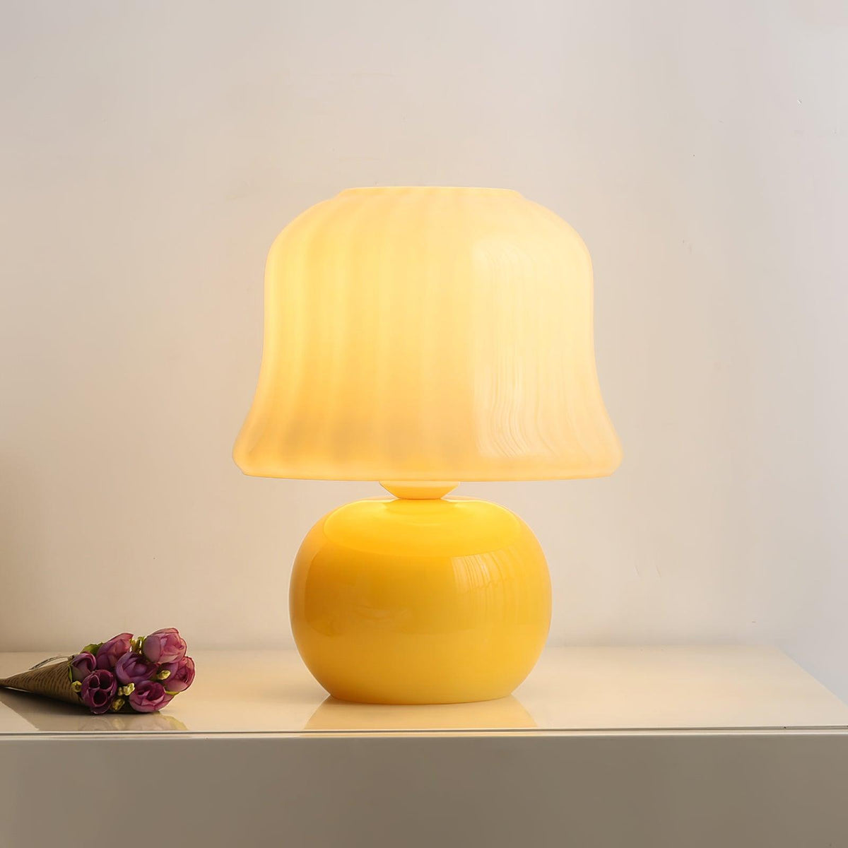 Ceramic Accent Lamp with Enamel Shade 11.4 in Beige for Nightstands Bedrooms Living Rooms Study Desks Side Tables E14 Socket 15W Soft Glow | Thomler