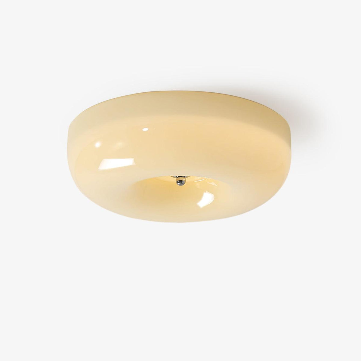 Lámpara de techo de montaje empotrado con cúpula de cristal de 16 pulgadas, color crema, redonda, LED, para dormitorio, sala de estar, comedor, perfil bajo, regulable, moderna para el hogar | Thomler