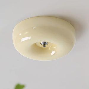 LED-Deckenleuchte chrom strukturiertes Glas, integrierte Beleuchtung, 16 Zoll rund, flaches Design für Schlafzimmer, Wohnzimmer, Esszimmer | Thomler