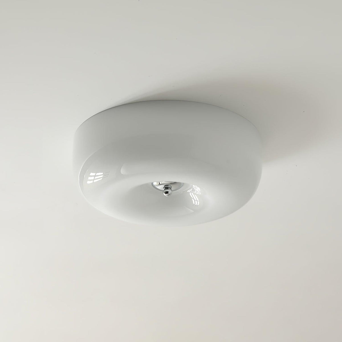 Lámpara de techo de montaje empotrado con cúpula de cristal de 16 pulgadas, color crema, redonda, LED, para dormitorio, sala de estar, comedor, perfil bajo, regulable, moderna para el hogar | Thomler