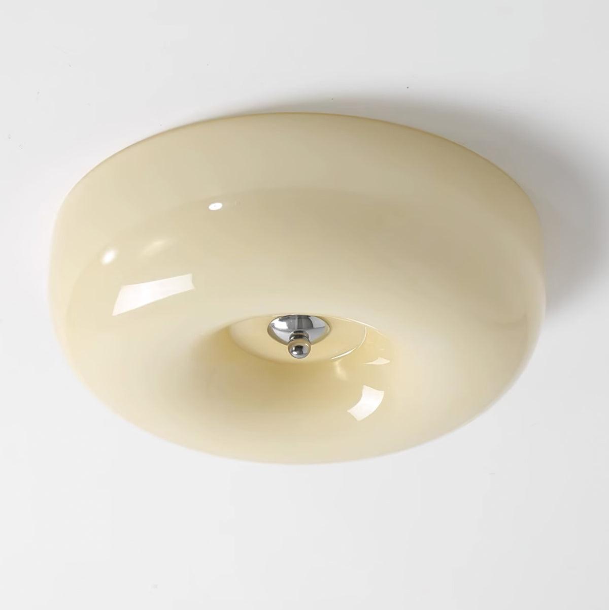 LED-Deckenleuchte chrom strukturiertes Glas, integrierte Beleuchtung, 16 Zoll rund, flaches Design für Schlafzimmer, Wohnzimmer, Esszimmer | Thomler