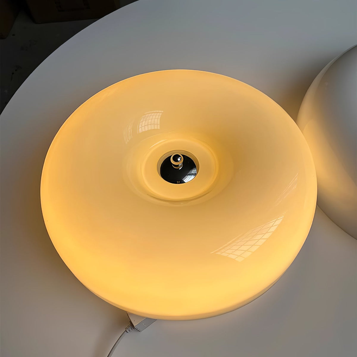 Lámpara de techo de montaje empotrado con cúpula de cristal de 16 pulgadas, color crema, redonda, LED, para dormitorio, sala de estar, comedor, perfil bajo, regulable, moderna para el hogar | Thomler
