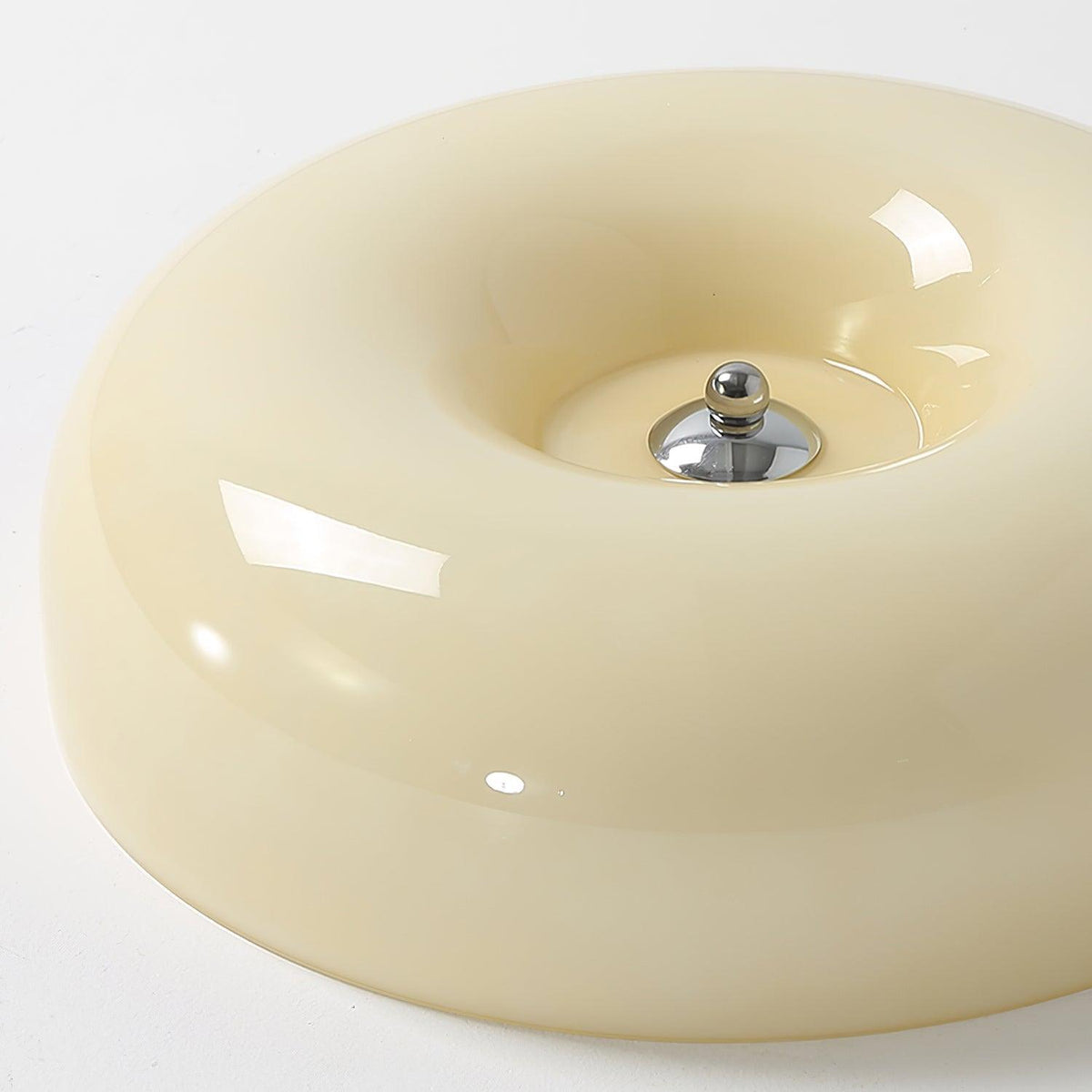 Lámpara de techo de montaje empotrado con cúpula de cristal de 16 pulgadas, color crema, redonda, LED, para dormitorio, sala de estar, comedor, perfil bajo, regulable, moderna para el hogar | Thomler