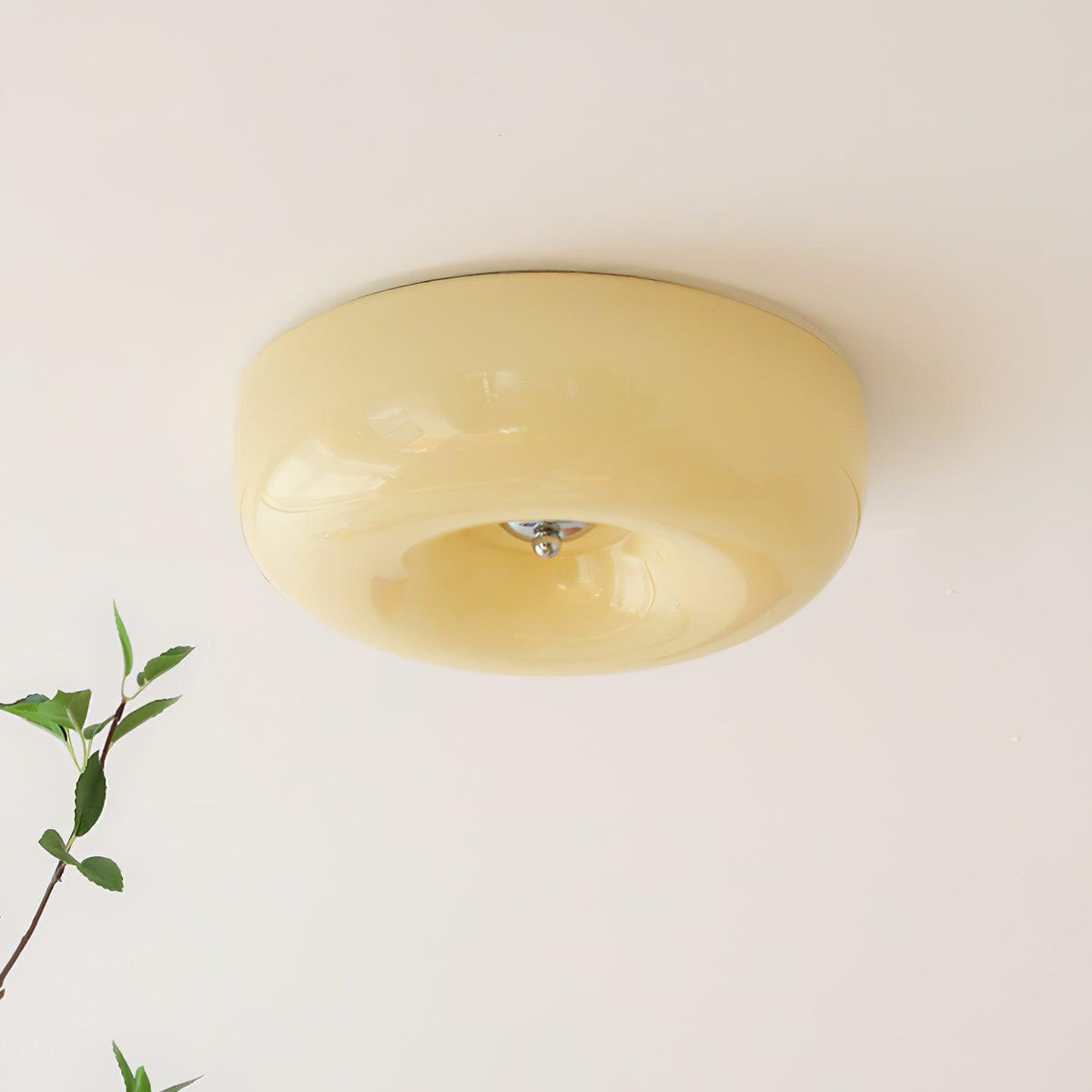 Lámpara de techo de montaje empotrado con cúpula de cristal de 16 pulgadas, color crema, redonda, LED, para dormitorio, sala de estar, comedor, perfil bajo, regulable, moderna para el hogar | Thomler