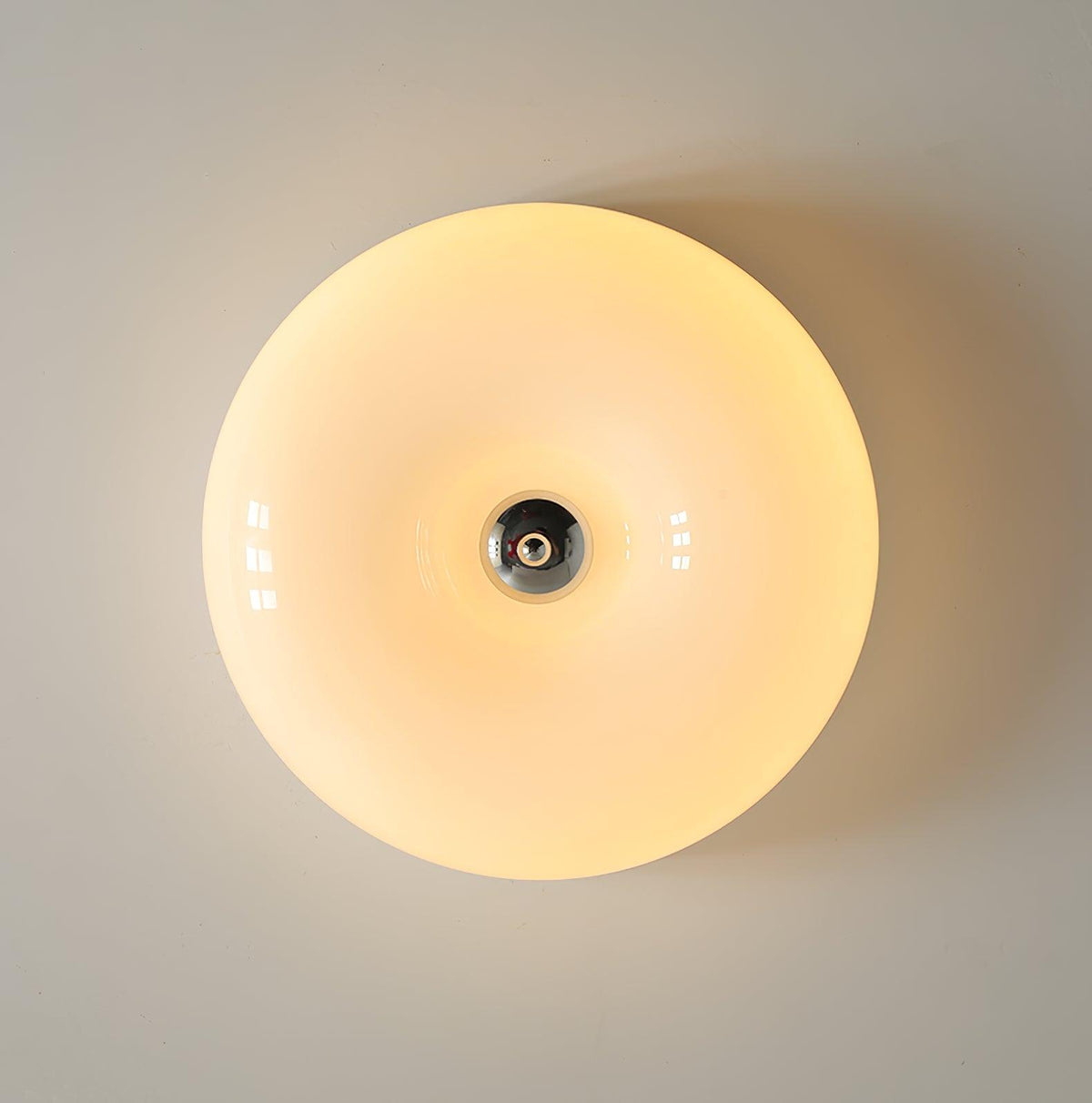 Lámpara de techo de montaje empotrado con cúpula de cristal de 16 pulgadas, color crema, redonda, LED, para dormitorio, sala de estar, comedor, perfil bajo, regulable, moderna para el hogar | Thomler