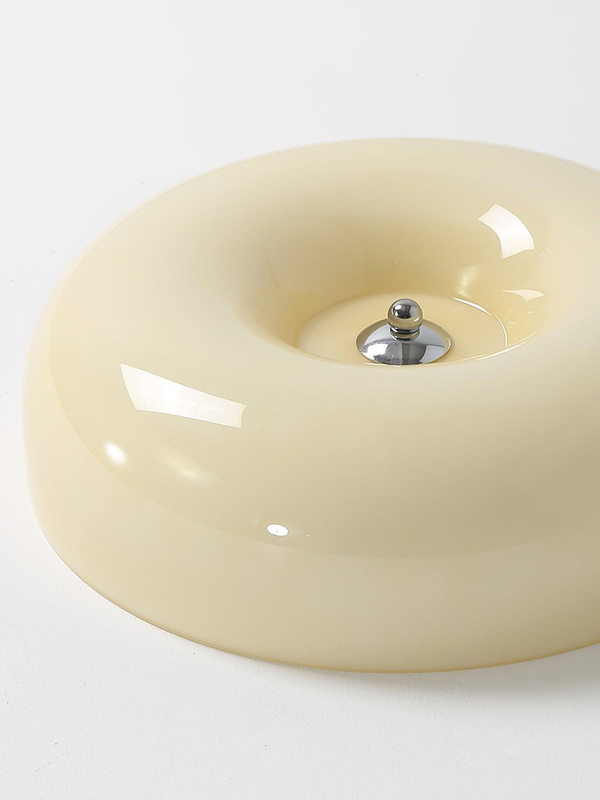 Lámpara de techo de montaje empotrado con cúpula de cristal de 16 pulgadas, color crema, redonda, LED, para dormitorio, sala de estar, comedor, perfil bajo, regulable, moderna para el hogar | Thomler