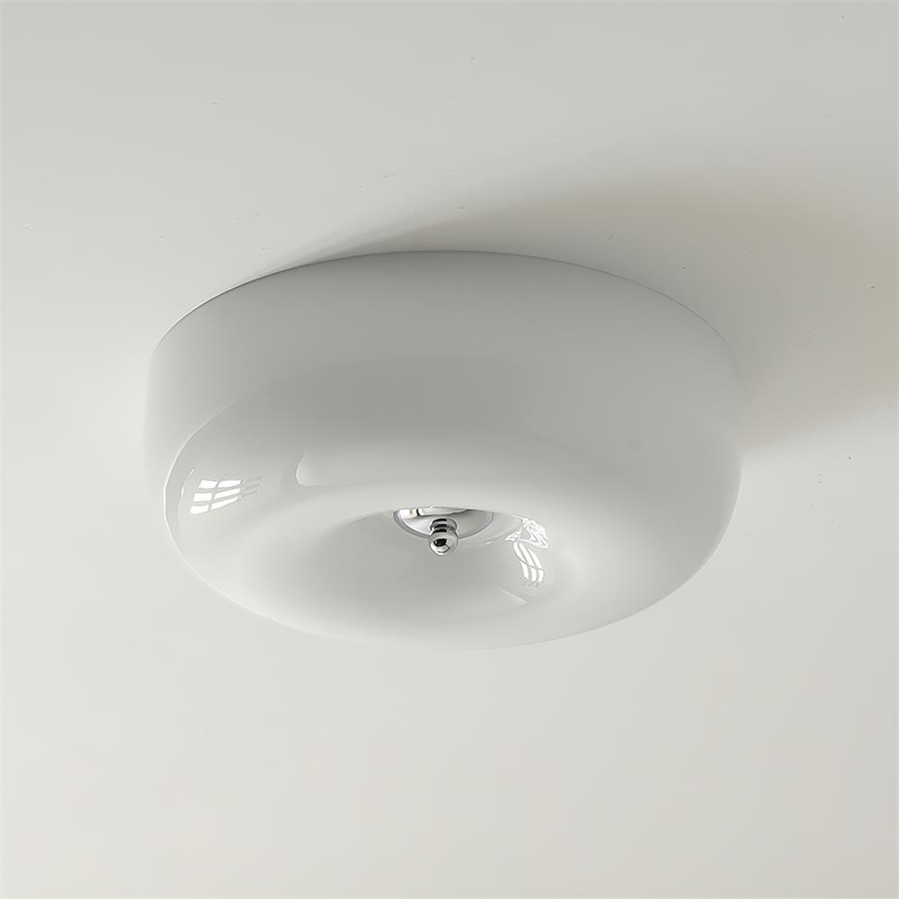 LED-Deckenleuchte chrom strukturiertes Glas, integrierte Beleuchtung, 16 Zoll rund, flaches Design für Schlafzimmer, Wohnzimmer, Esszimmer | Thomler