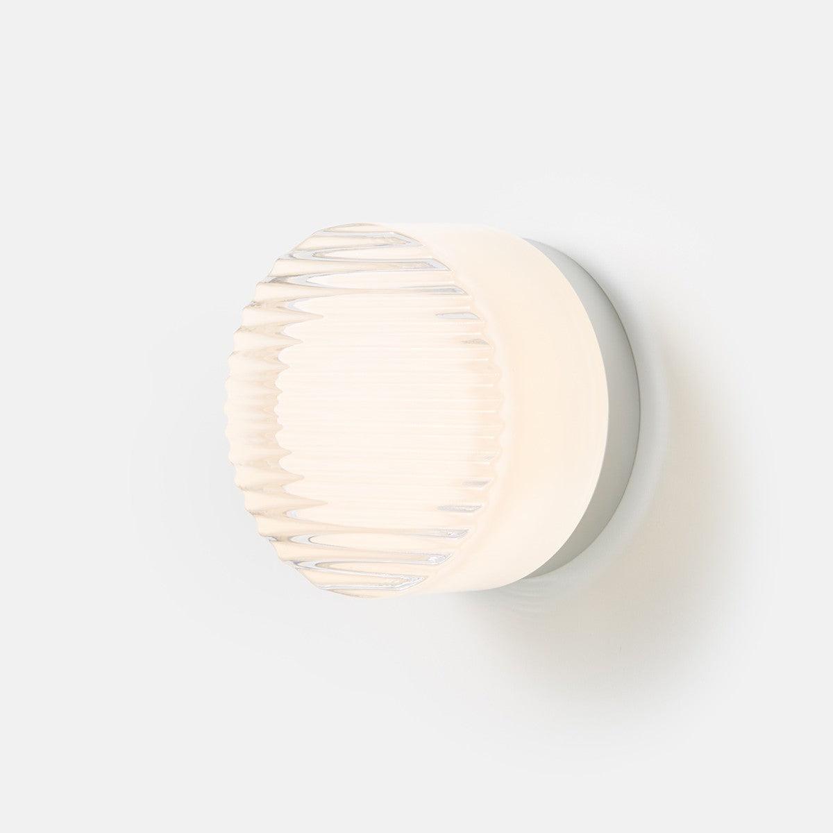 Metalen LED-accentverlichting voor wanden en plafonds – 5 inch armatuur met ribbeltextuur in wit, amber, grijs – Moderne binnen- en buitenwandlamp voor gangen