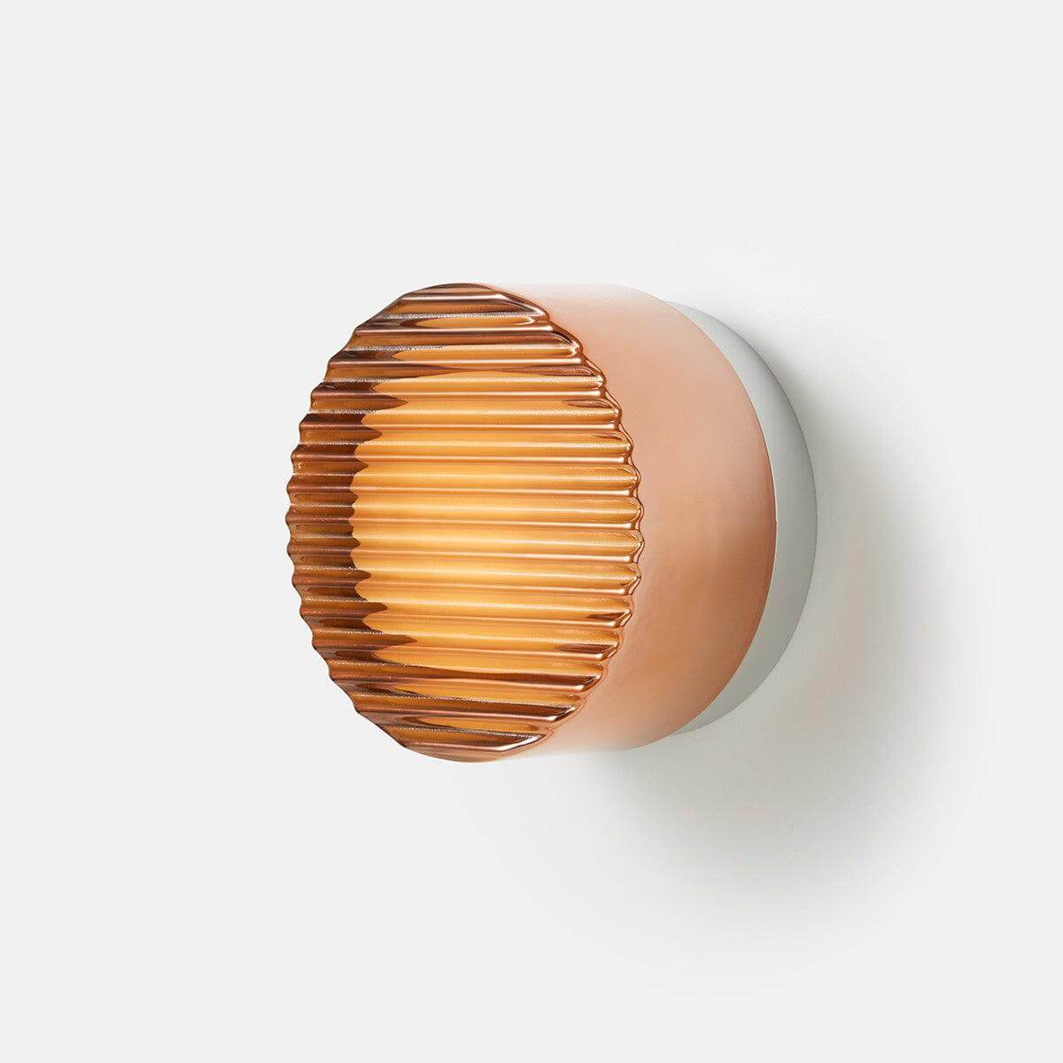 Metalen LED-accentverlichting voor wanden en plafonds – 5 inch armatuur met ribbeltextuur in wit, amber, grijs – Moderne binnen- en buitenwandlamp voor gangen