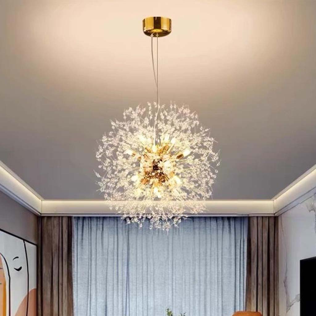 Sparkling Glass Crystal Ceiling Fixture Multi-Head Round & Rectangular LED Overhead Lighting for Dining Room Living Room Entry Hall Foyer Be | Thomler