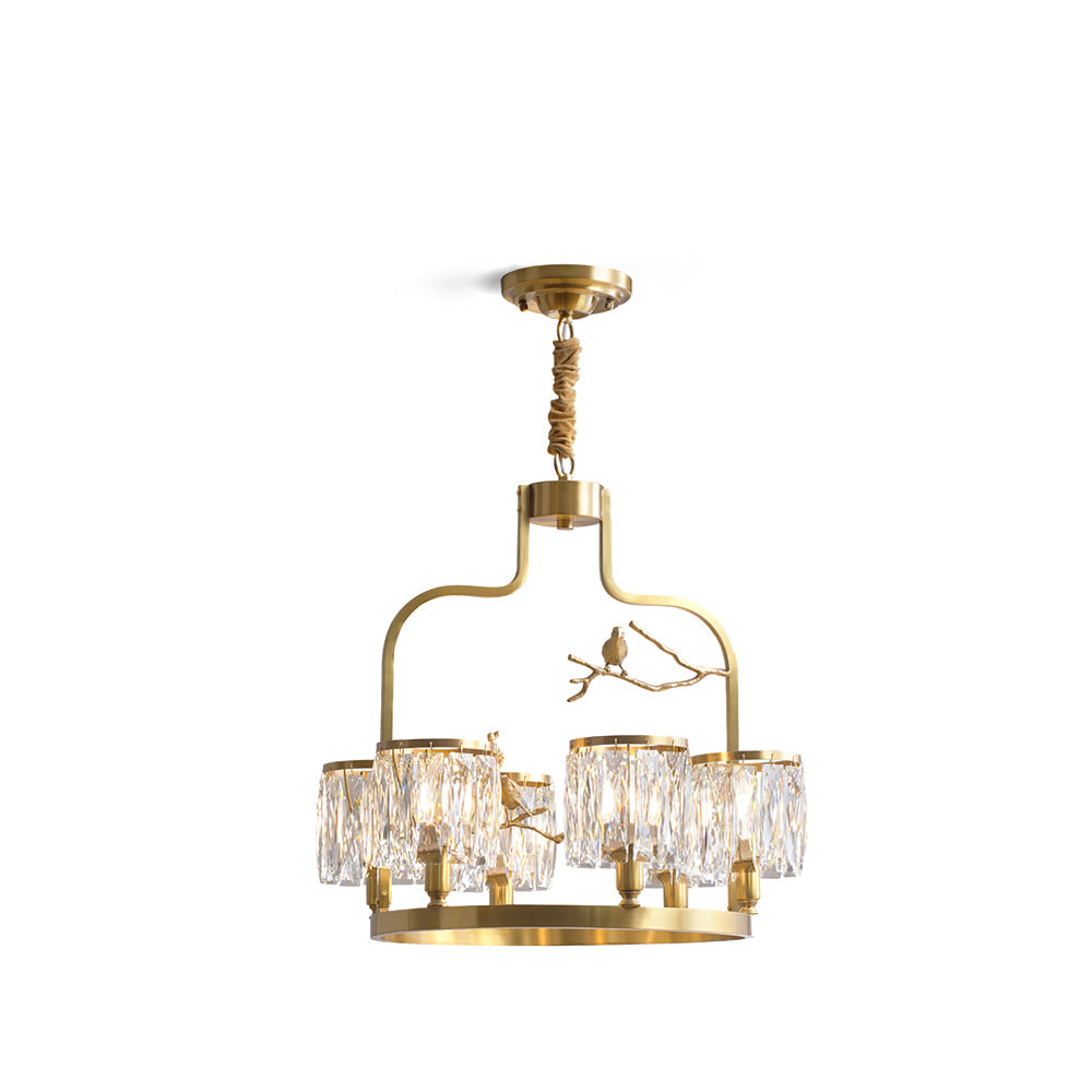 Kristallen hanglamp met messing frame, 56 cm, voor eetkamer, woonkamer, hal, plafondverlichting binnenshuis, klassiek elegant ontwerp | Thomler