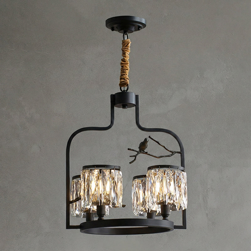 Crystal Hanging Light Fixture with Brass Frame 22 Inch for Dining Room Living Room Foyer Indoor Ceiling Lighting Classic Elegant Design | Thomler