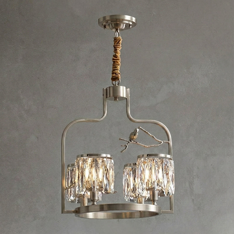 Crystal Hanging Light Fixture with Brass Frame 22 Inch for Dining Room Living Room Foyer Indoor Ceiling Lighting Classic Elegant Design | Thomler