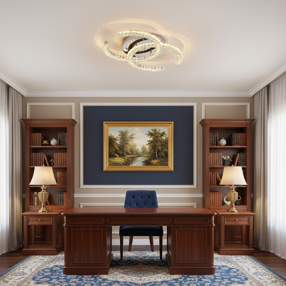 Flush Mount LED Ceiling Light 11 Inch Chrome Crystal Fixture Warm White for Bedroom Bathroom Living Room Hallway Entryway Small Space Modern | Thomler