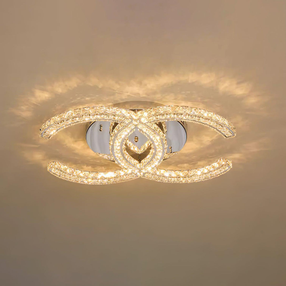 Flush Mount LED Ceiling Light 11 Inch Chrome Crystal Fixture Warm White for Bedroom Bathroom Living Room Hallway Entryway Small Space Modern | Thomler