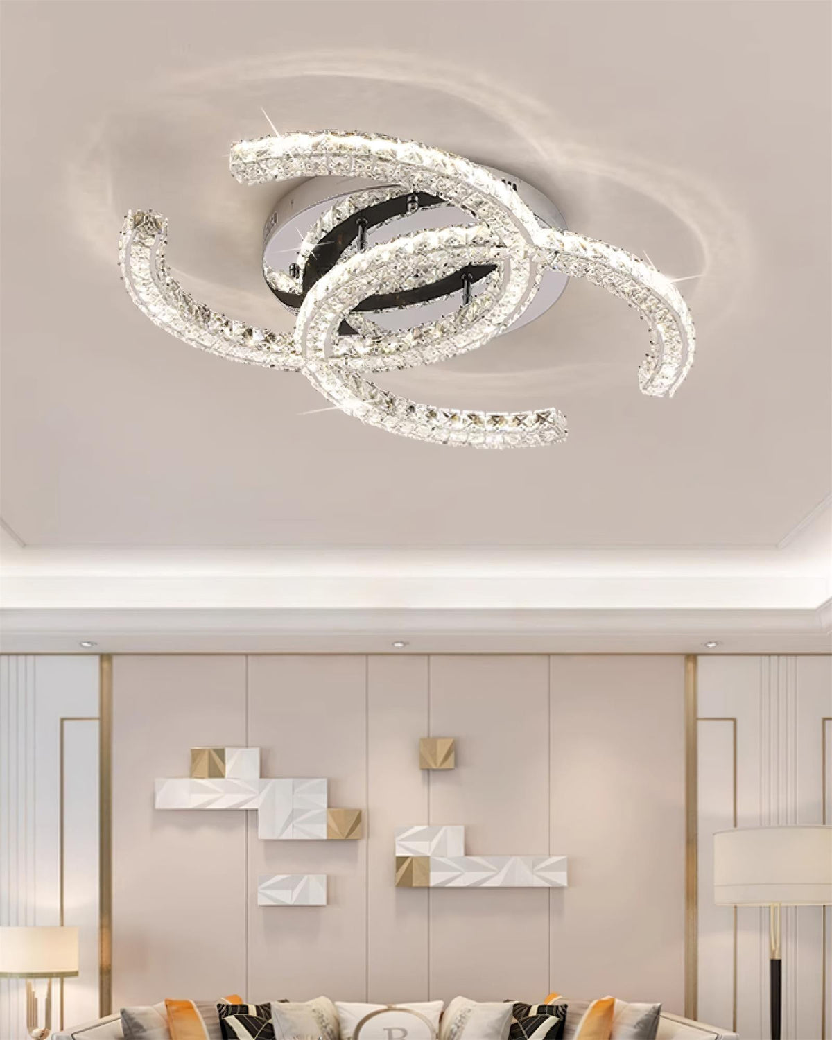 Flush Mount LED Ceiling Light 11 Inch Chrome Crystal Fixture Warm White for Bedroom Bathroom Living Room Hallway Entryway Small Space Modern | Thomler