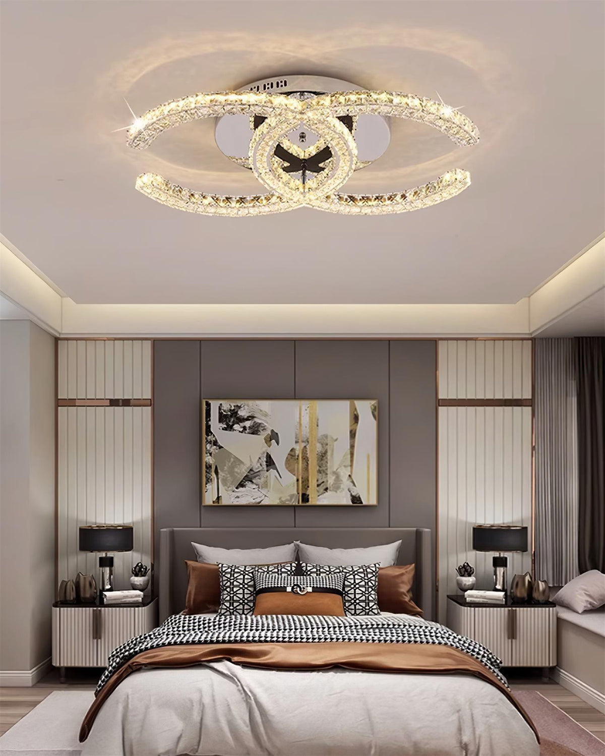 Flush Mount LED Ceiling Light 11 Inch Chrome Crystal Fixture Warm White for Bedroom Bathroom Living Room Hallway Entryway Small Space Modern | Thomler