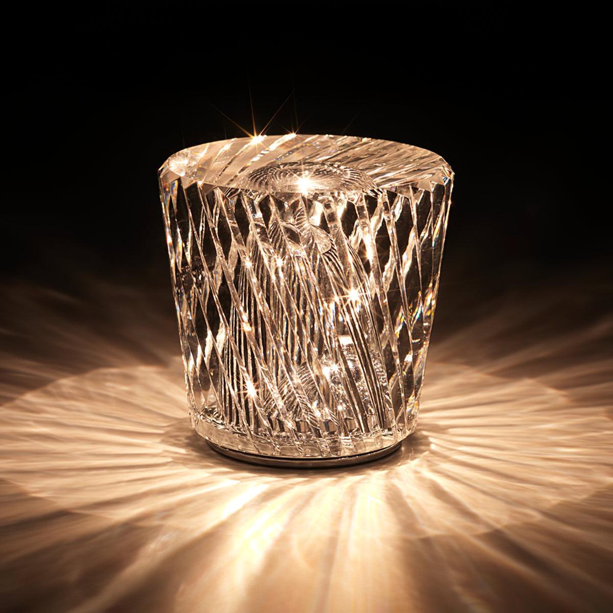 Rechargeable LED Accent Lamp with Crystal Reflective Glass – Compact Nightstand Light for Bedroom, Office Desk, Cozy Reading Nook | Thomler