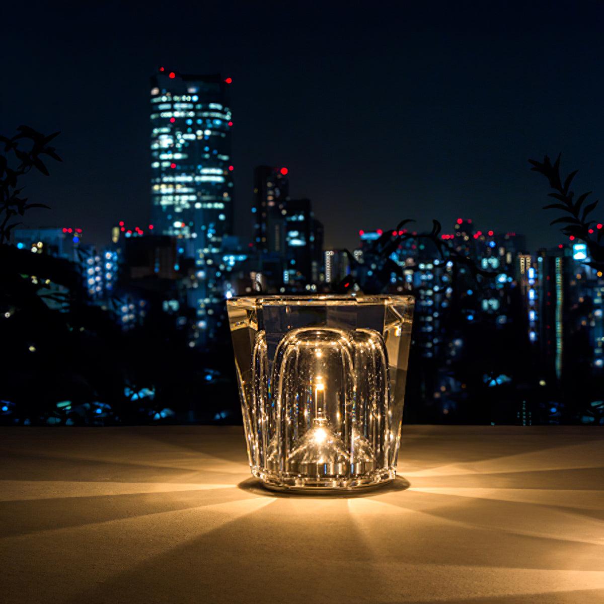 Rechargeable LED Accent Lamp with Crystal Reflective Glass – Compact Nightstand Light for Bedroom, Office Desk, Cozy Reading Nook | Thomler