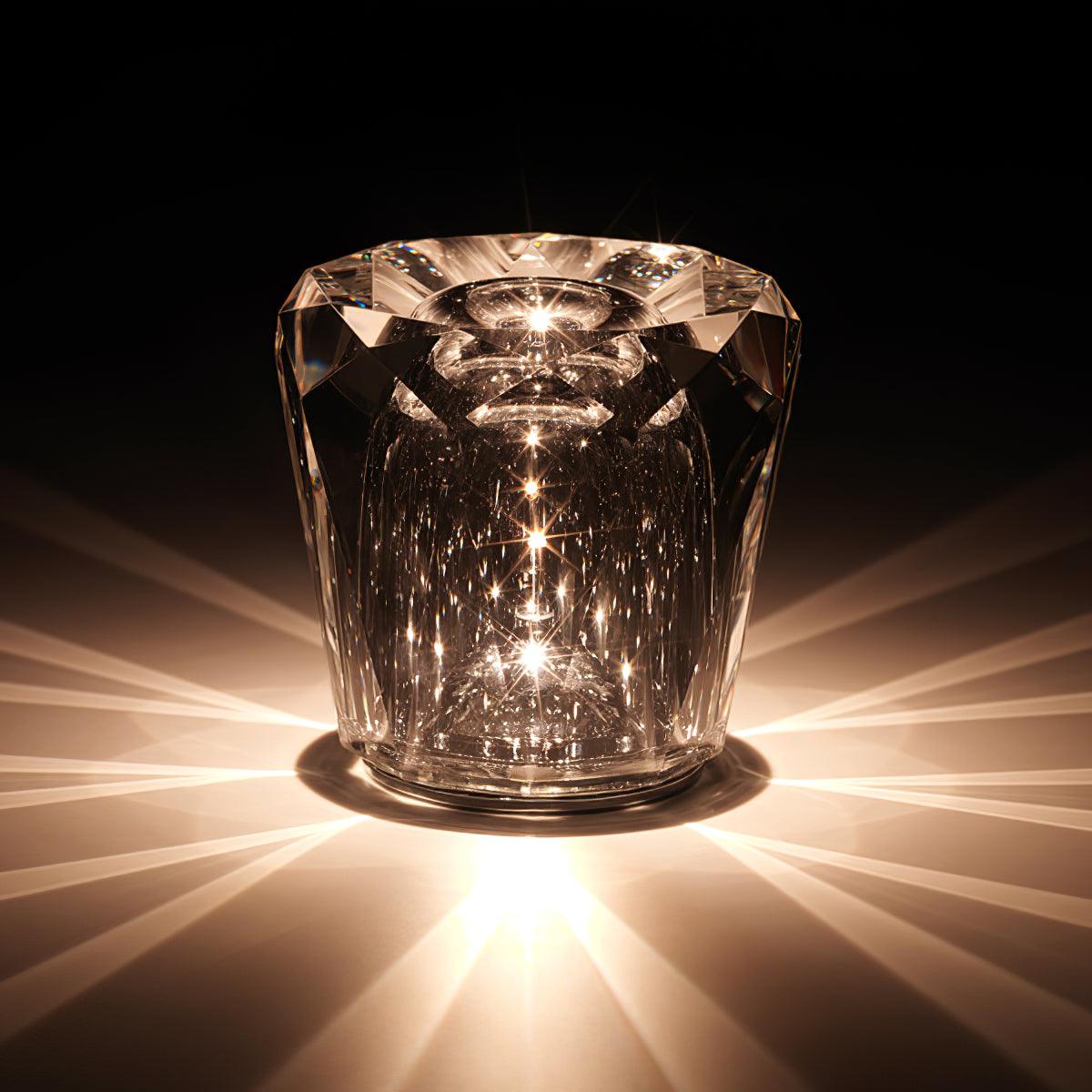 Rechargeable LED Accent Lamp with Crystal Reflective Glass – Compact Nightstand Light for Bedroom, Office Desk, Cozy Reading Nook | Thomler