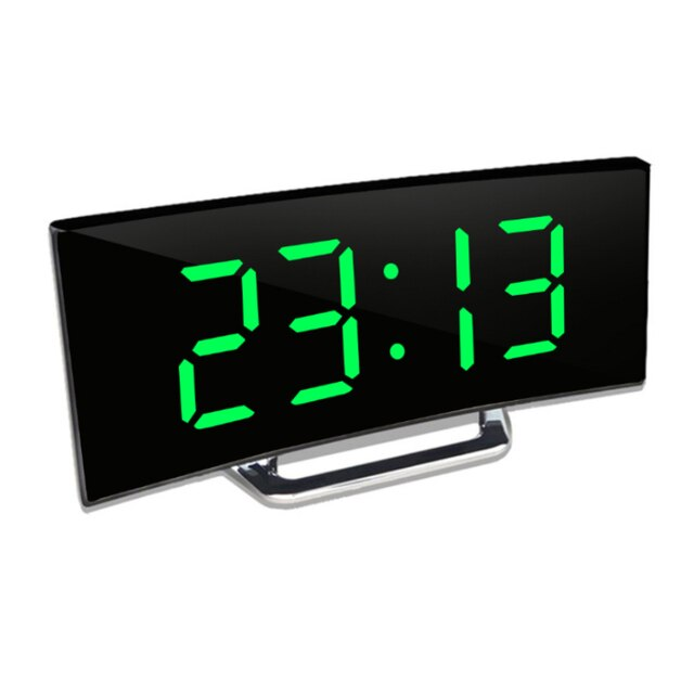 USB-betriebener LED-Wecker mit gebogenem Display, 17 × 7,1 × 3 cm, Backup-Batterie, Nachttischuhr mit großem Display für Schlafzimmer, Büro, Schreibtisch | Thomler