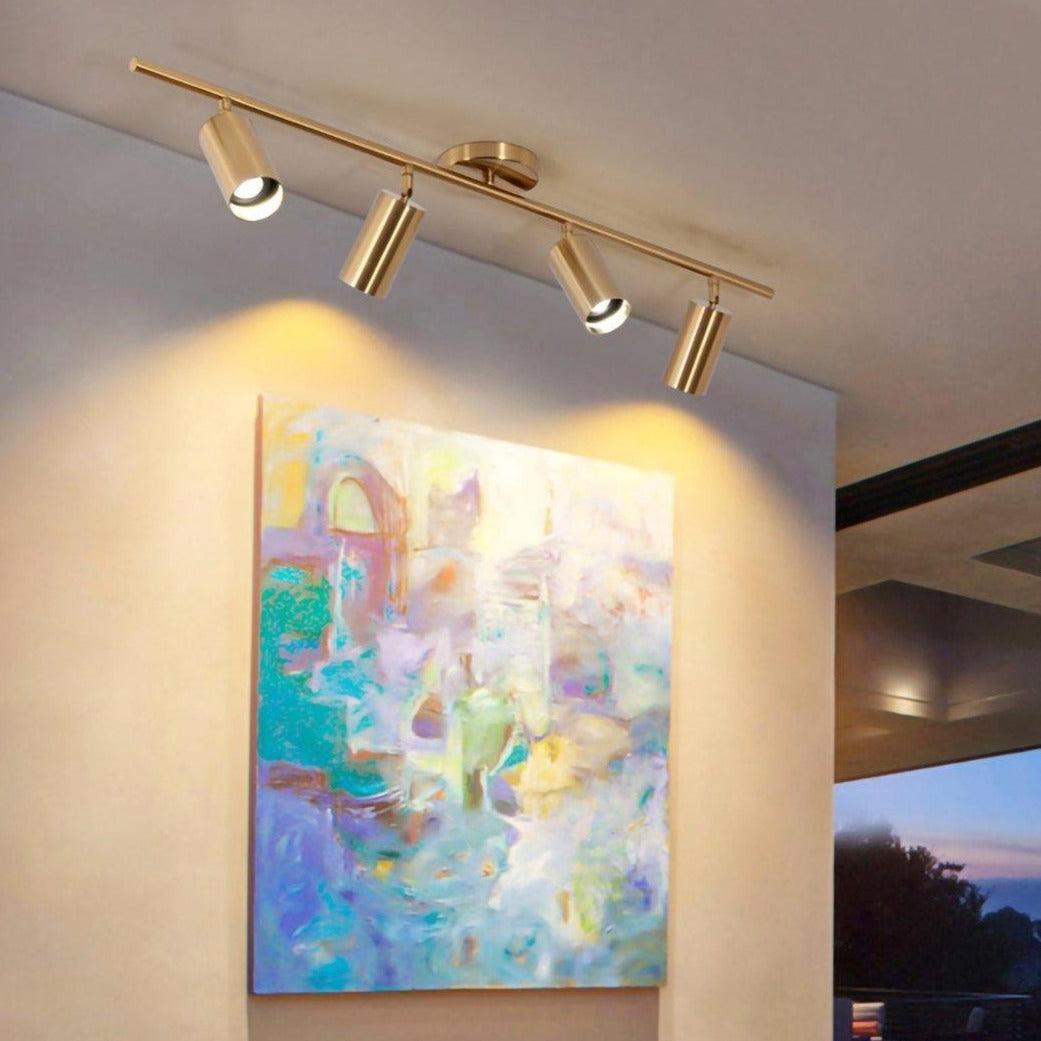 Pivoting Metal Track Spotlight Fixture 350° Swivel Wall & Ceiling Mount LED Accent Light for Living Room Bedroom Kitchen Gallery Art Display | Thomler