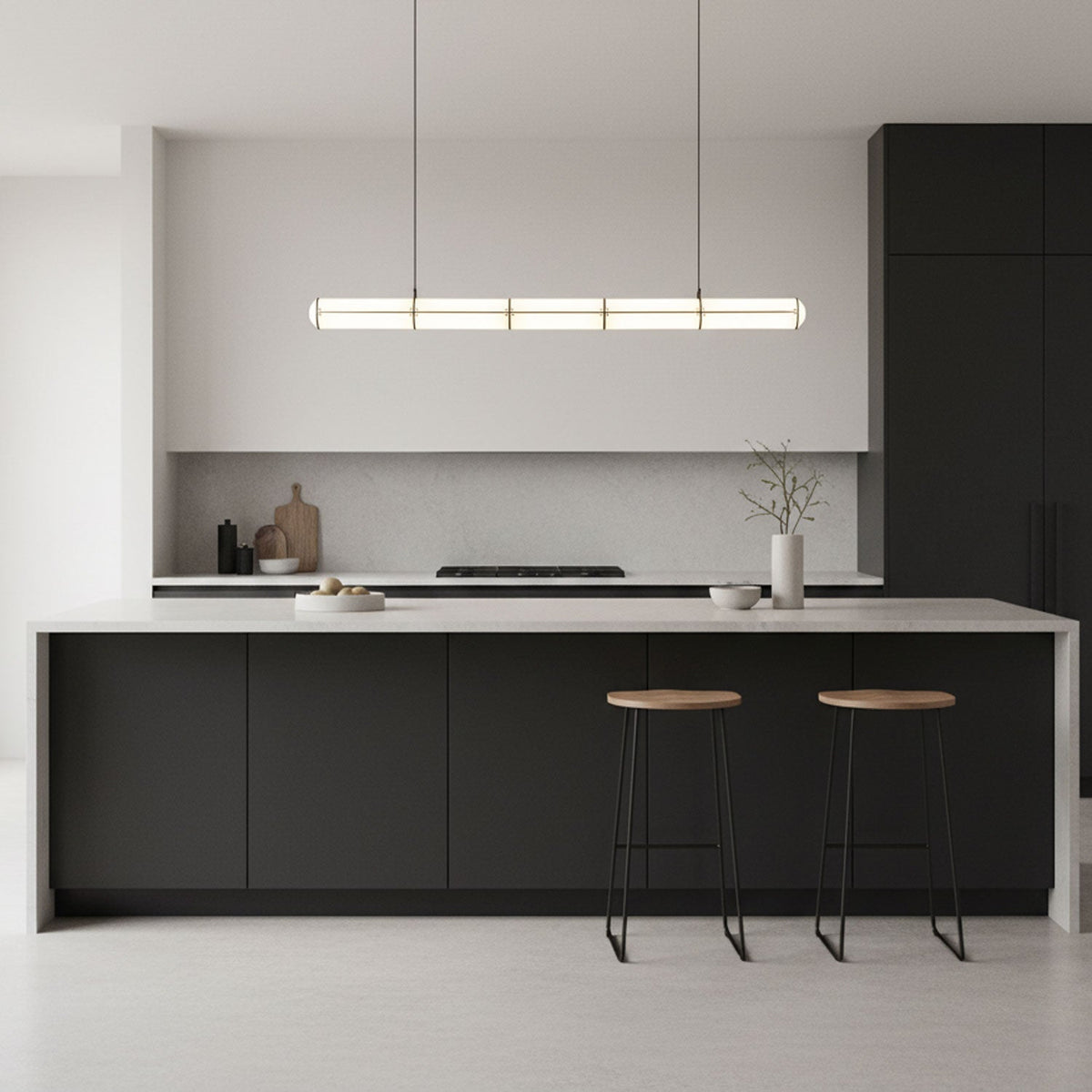 Lámpara LED lineal ajustable de 59 pulgadas, metal y acrílico, tres temperaturas de color para comedor, cocina, sala de estar, interior moderno L | Thomler
