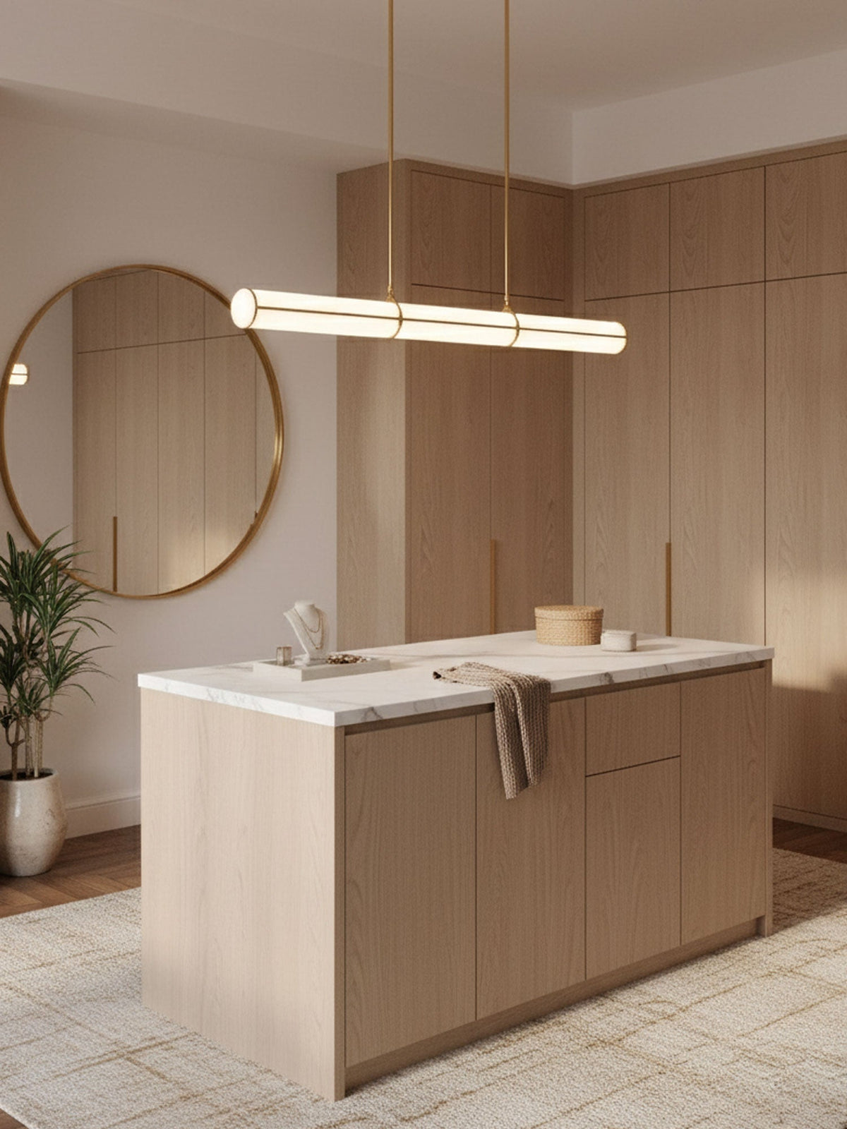 Lámpara LED lineal ajustable de 59 pulgadas, metal y acrílico, tres temperaturas de color para comedor, cocina, sala de estar, interior moderno L | Thomler