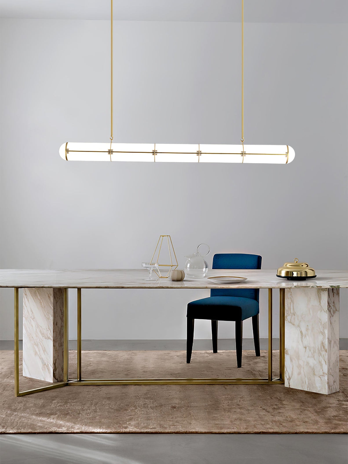 Lámpara LED lineal ajustable de 59 pulgadas, metal y acrílico, tres temperaturas de color para comedor, cocina, sala de estar, interior moderno L | Thomler