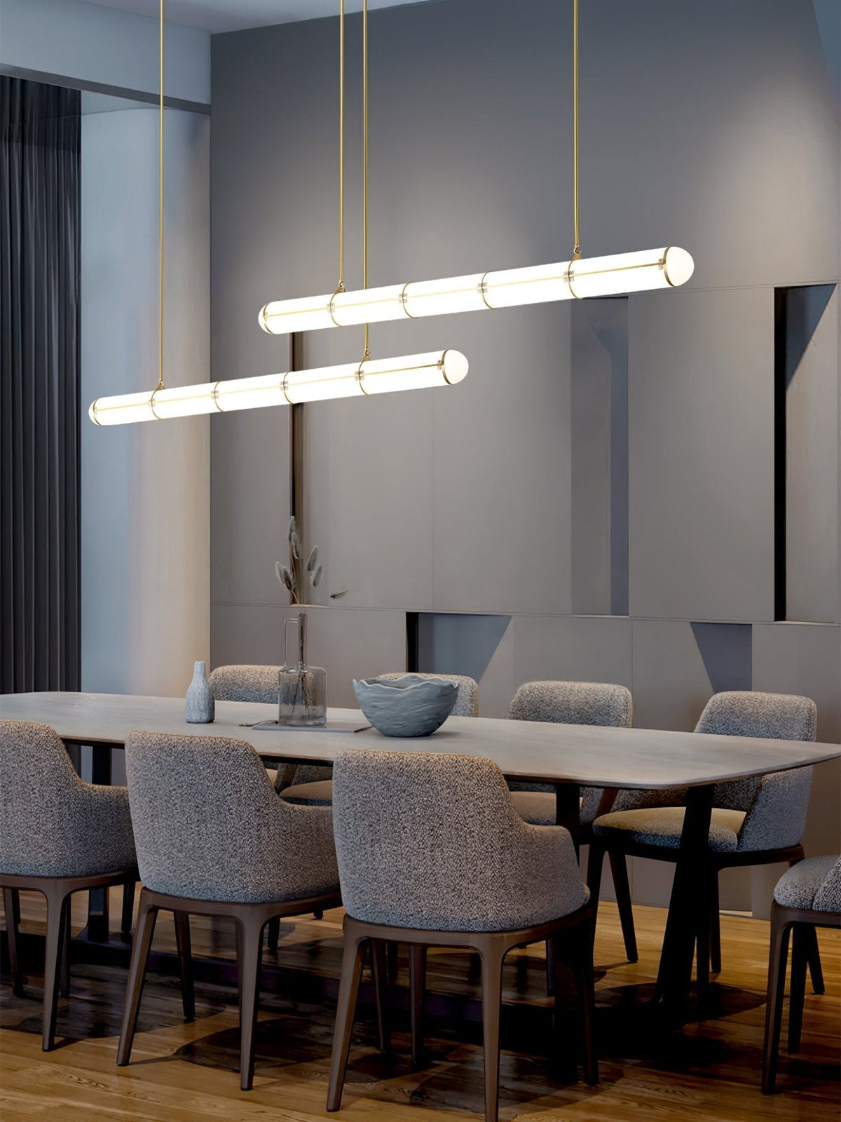Lámpara LED lineal ajustable de 59 pulgadas, metal y acrílico, tres temperaturas de color para comedor, cocina, sala de estar, interior moderno L | Thomler