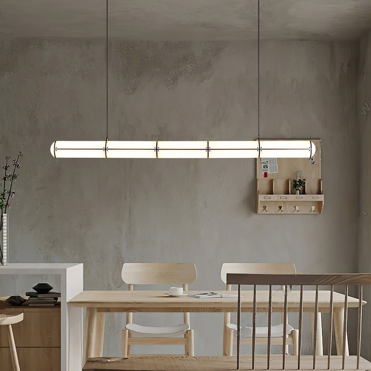 Lámpara LED lineal ajustable de 59 pulgadas, metal y acrílico, tres temperaturas de color para comedor, cocina, sala de estar, interior moderno L | Thomler