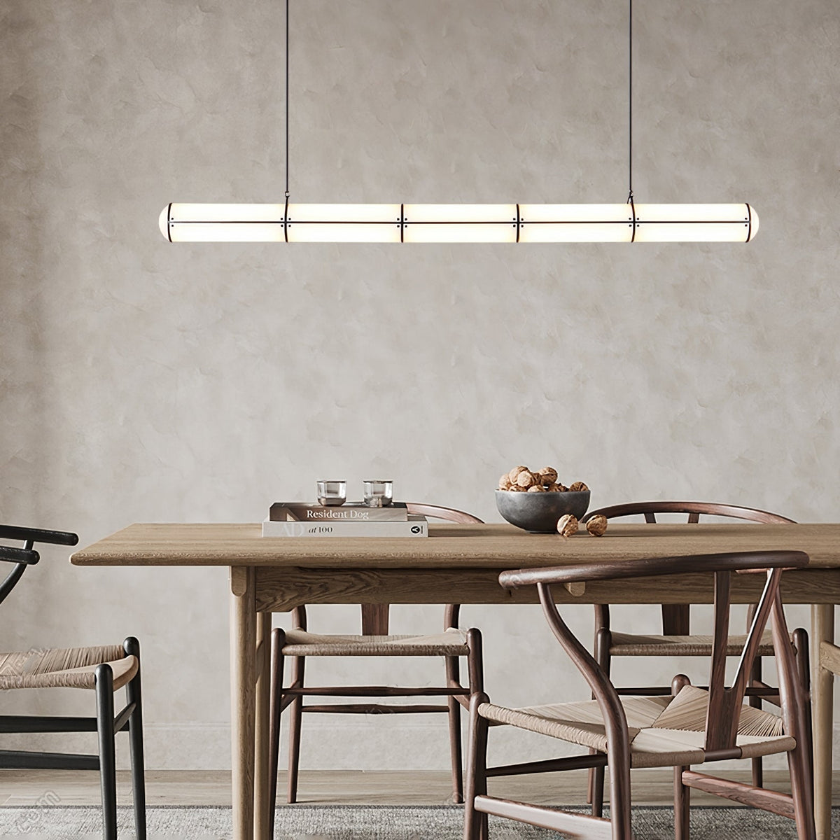 Lámpara LED lineal ajustable de 59 pulgadas, metal y acrílico, tres temperaturas de color para comedor, cocina, sala de estar, interior moderno L | Thomler