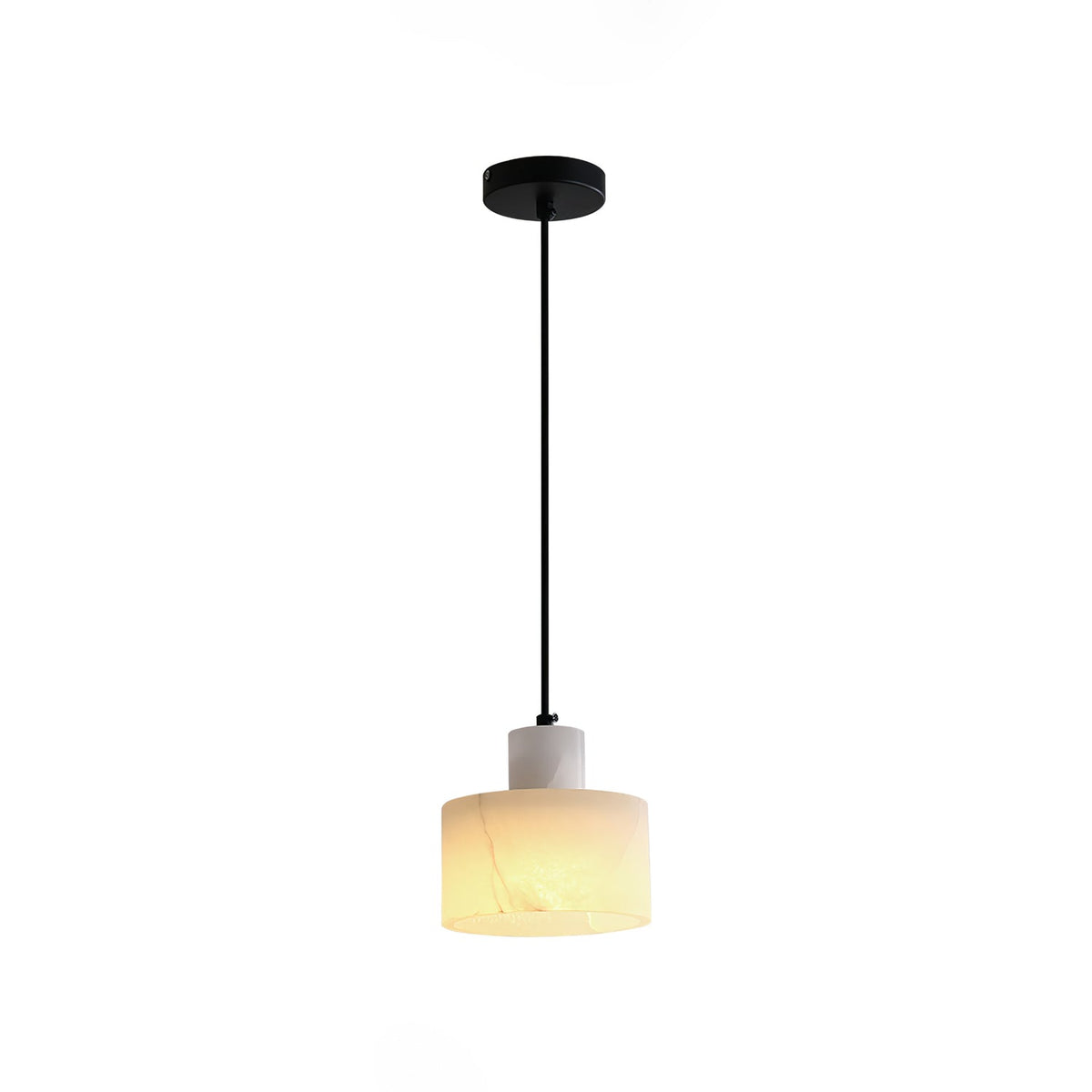 Stone Cylinder Hanging Lamp White Adjustable Drop Ceiling Fixture for Kitchen Island Dining Room Bedroom Hallway Natural Alabaster E27 Socke | Thomler