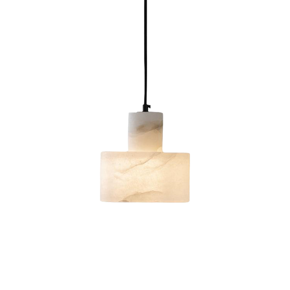 Stone Cylinder Hanging Lamp White Adjustable Drop Ceiling Fixture for Kitchen Island Dining Room Bedroom Hallway Natural Alabaster E27 Socke | Thomler