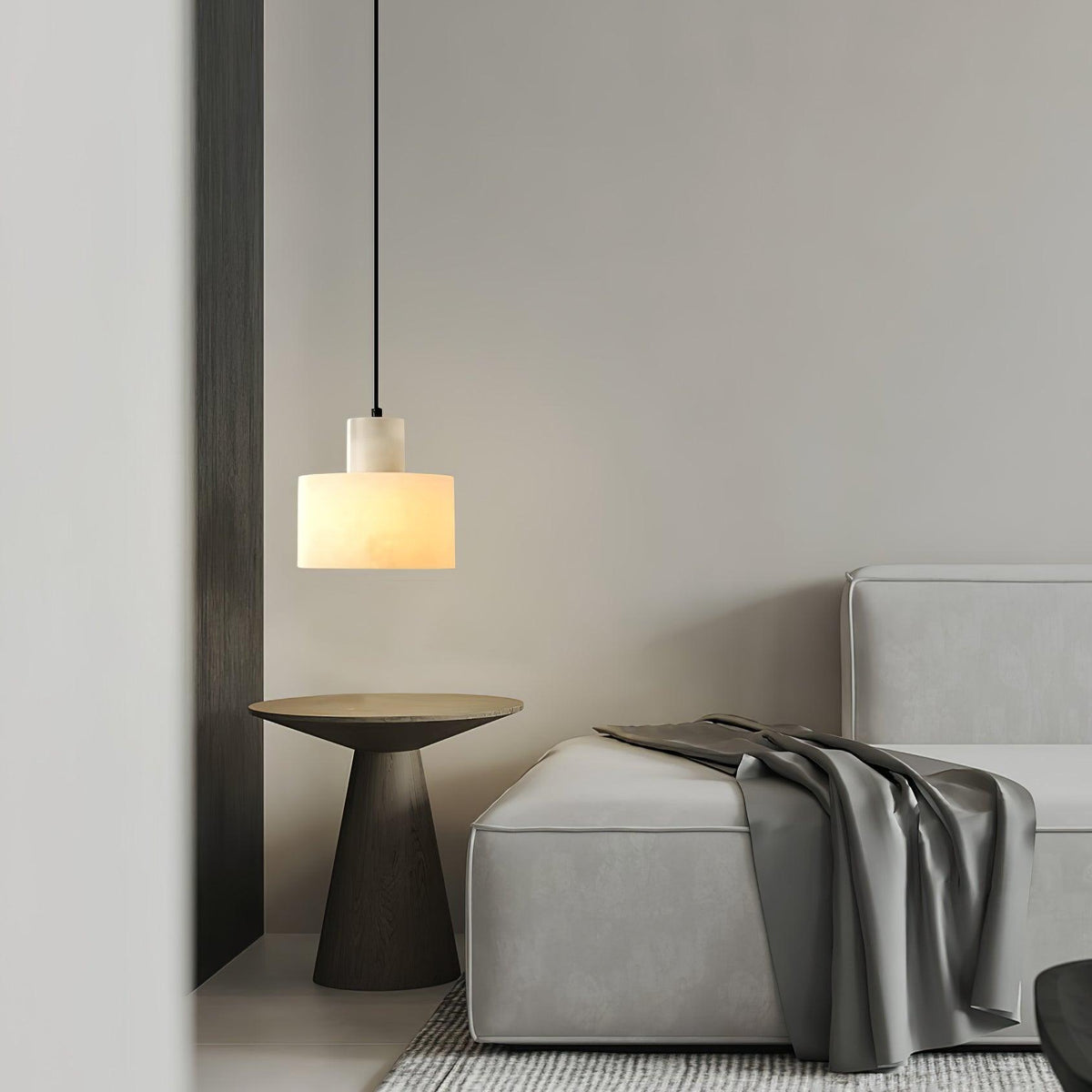 Stone Cylinder Hanging Lamp White Adjustable Drop Ceiling Fixture for Kitchen Island Dining Room Bedroom Hallway Natural Alabaster E27 Socke | Thomler