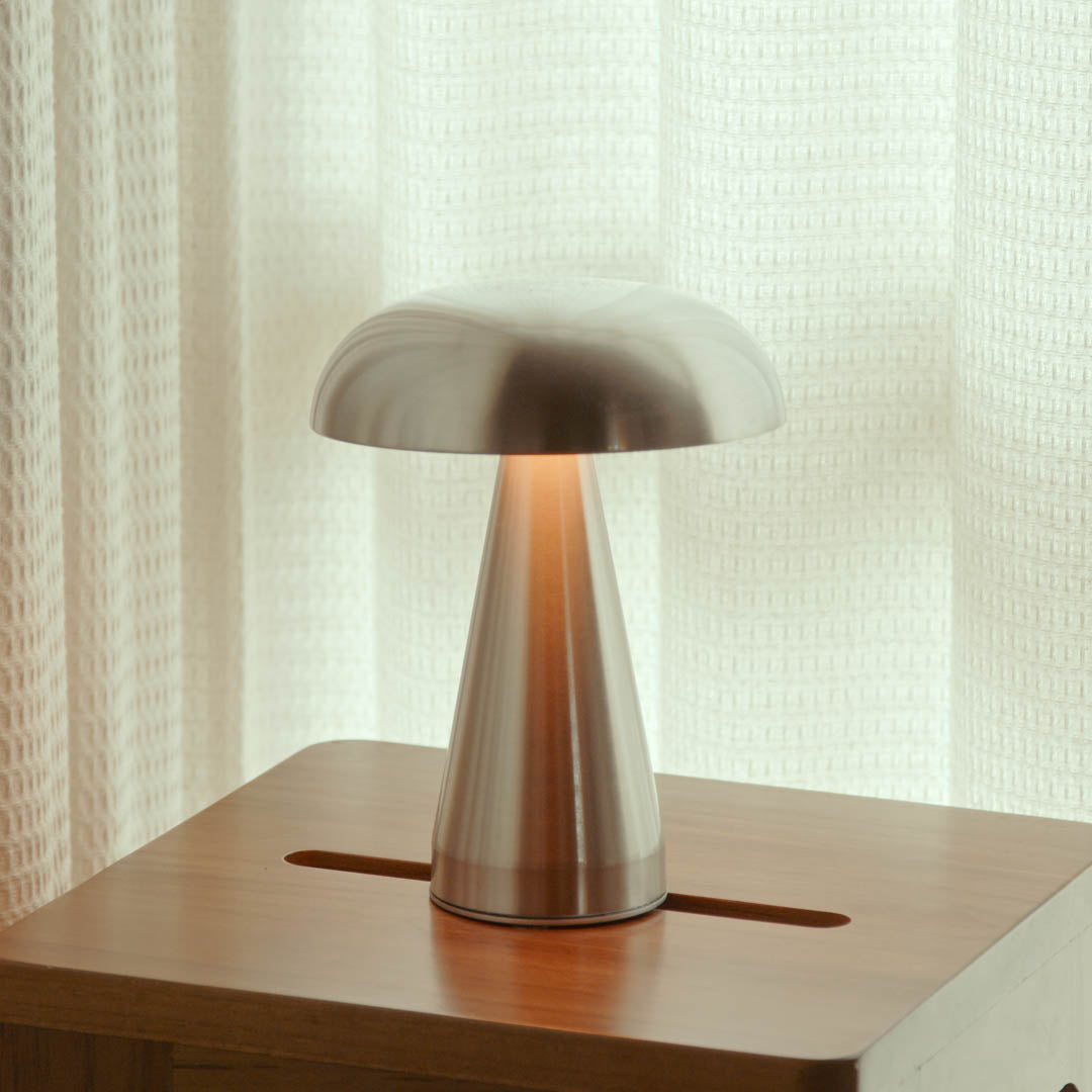 Cordless Touch Lamp Metal Rechargeable 8.5 in Portable Light Indoor Outdoor Patio Dining Bedside Nightstand Ambient USB-C 3 Brightness Level | Thomler