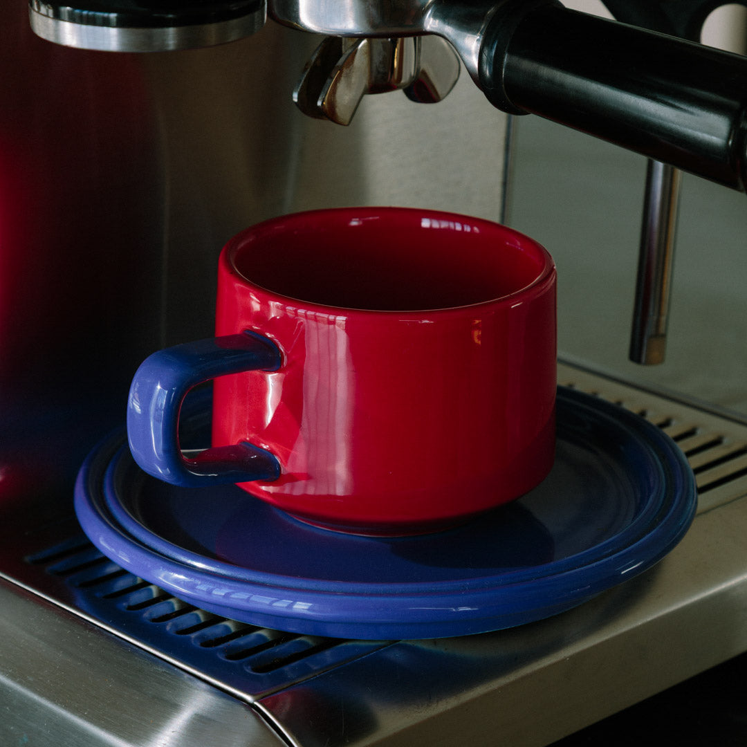 Espresso-Tasse aus Porzellan im Vintage-Stil mit passendem Unterteller – zweifarbiges Geschirr für Kaffeeliebhaber, Teefreunde und das tägliche Morgenritual | Thomler