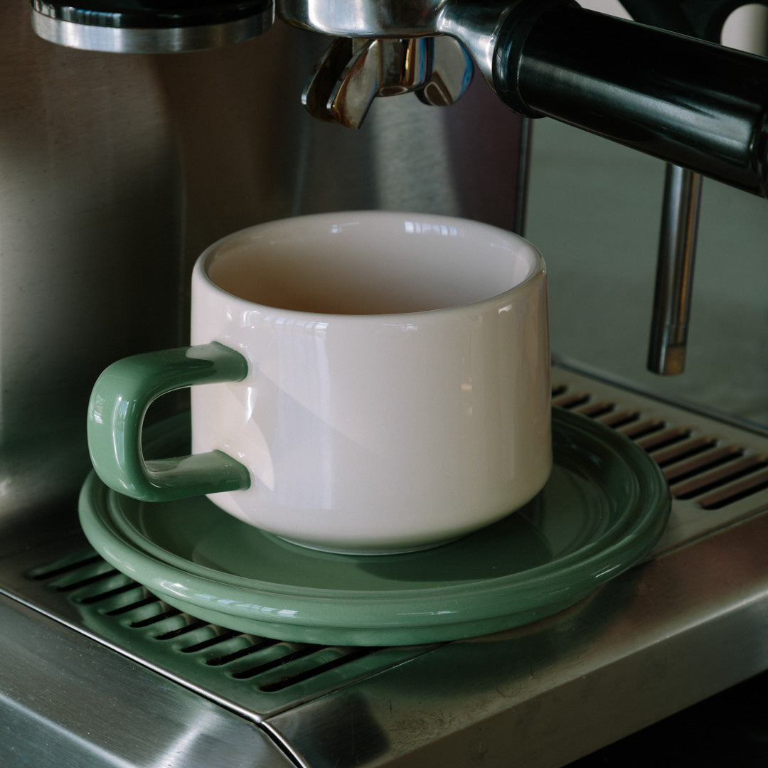 Juego de vajilla de porcelana con plato, servicio de bebida de dos piezas para la mesa de desayuno de la cocina, rutina matutina, regalo para amantes del café | Thomler