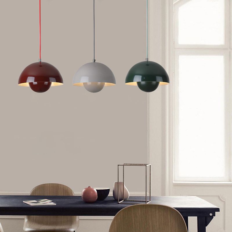 Lámpara colgante de metal tipo domo de 9 pulgadas, ajustable, con casquillo E26, para mesa de comedor, isla de cocina, dormitorio, luminaria colgante de estilo moderno de mediados de siglo | Thomler