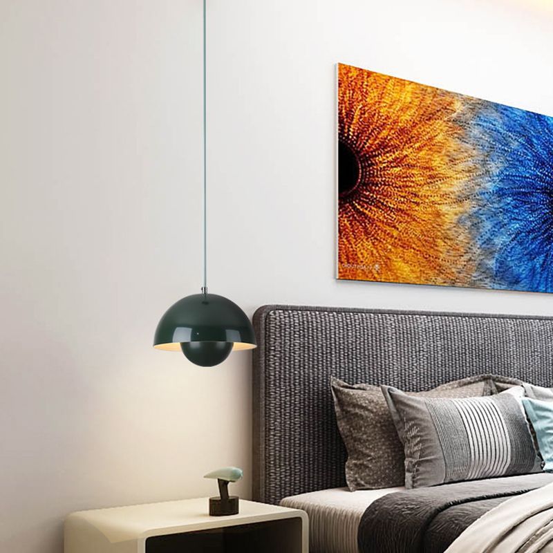 Lámpara colgante de metal tipo domo de 9 pulgadas, ajustable, con casquillo E26, para mesa de comedor, isla de cocina, dormitorio, luminaria colgante de estilo moderno de mediados de siglo | Thomler