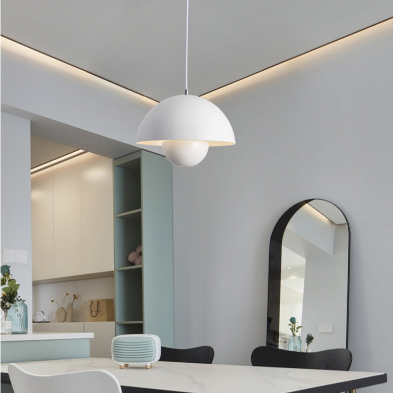 Lámpara colgante de metal tipo domo de 9 pulgadas, ajustable, con casquillo E26, para mesa de comedor, isla de cocina, dormitorio, luminaria colgante de estilo moderno de mediados de siglo | Thomler