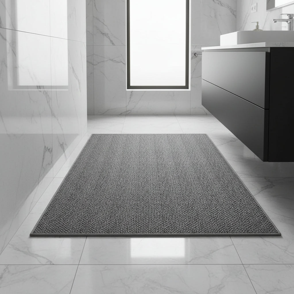 Alfombra absorbente para entrada de 20x32 pulgadas, diseño geométrico en gris, beige y café, felpudo antideslizante para interiores y exteriores para hogar y apartamento | Thomler