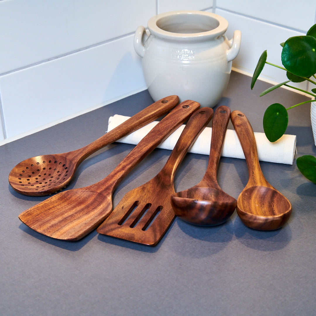Solid Walnut Wooden Cooking Spoon for Nonstick Cookware – Safe Stirring, Flipping & Serving Utensil for Everyday Kitchen Use | Thomler