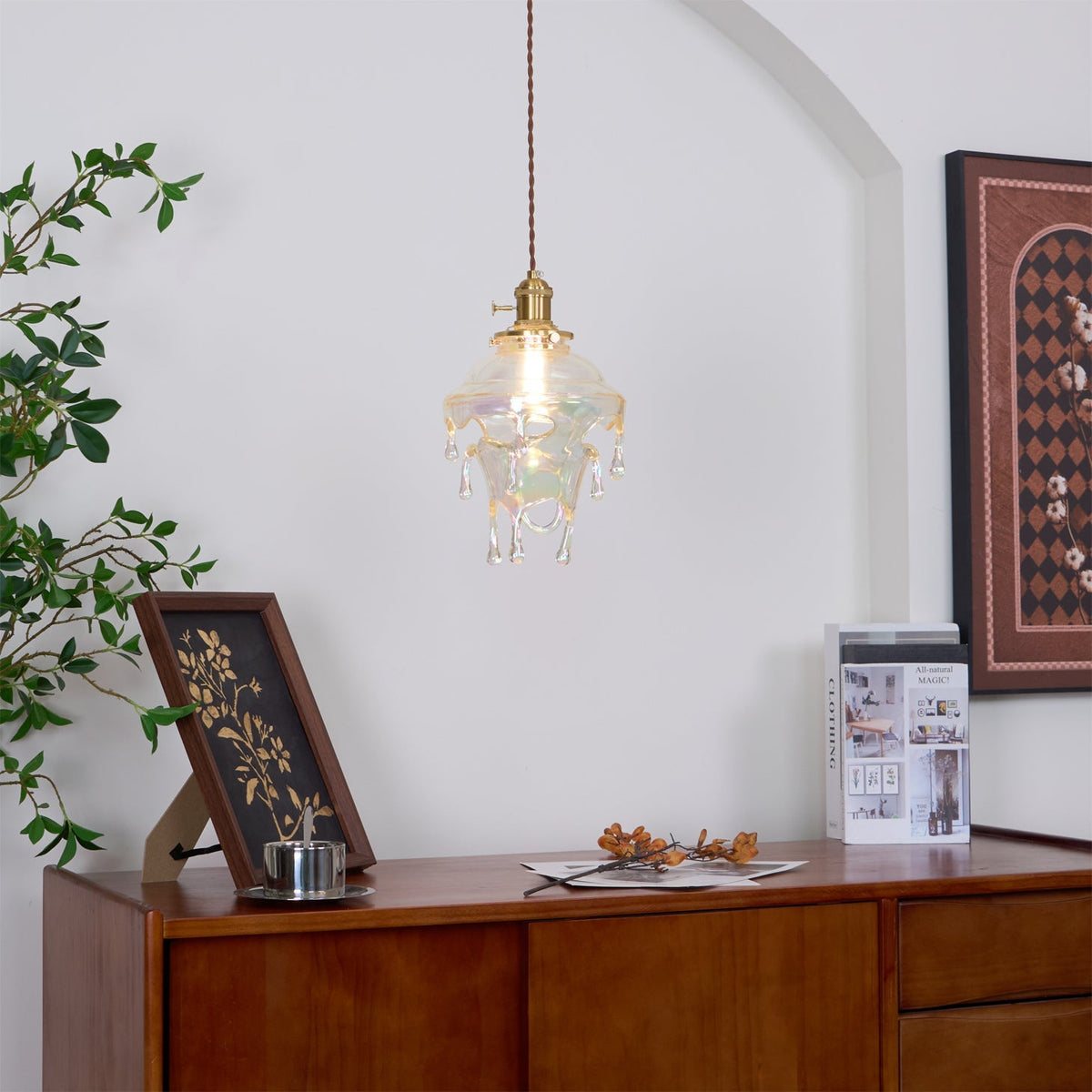 Resin Drip Hanging Lamp for Dining Room & Kitchen | Adjustable Cord Ceiling Fixture | LED or Edison Bulb Compatible | Modern Art Statement P | Thomler
