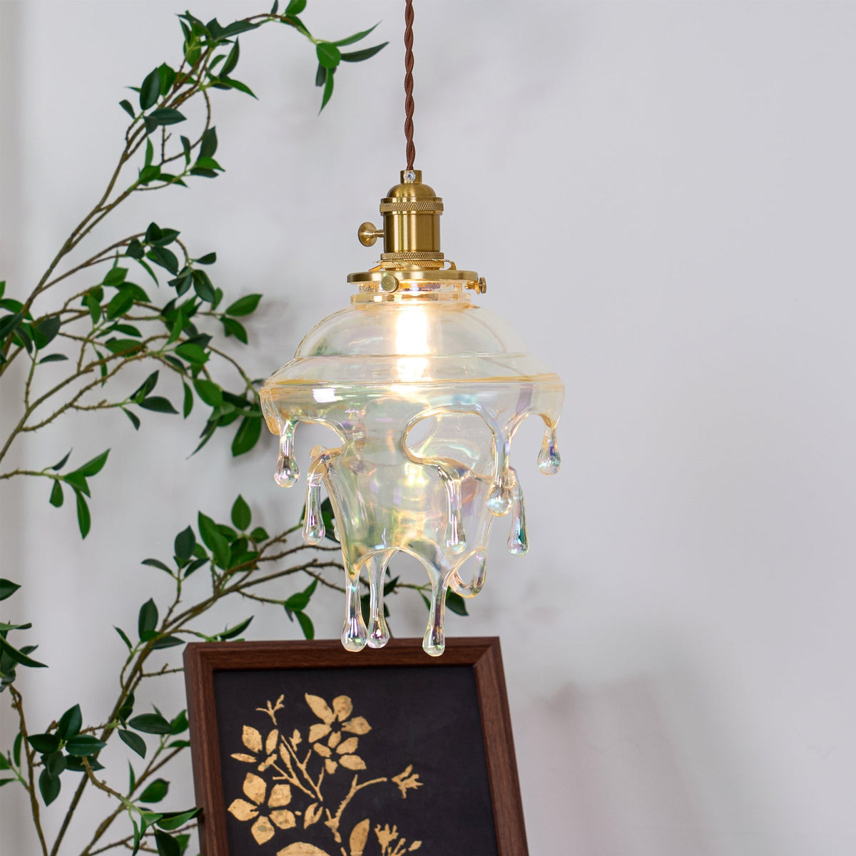 Resin Drip Hanging Lamp for Dining Room & Kitchen | Adjustable Cord Ceiling Fixture | LED or Edison Bulb Compatible | Modern Art Statement P | Thomler
