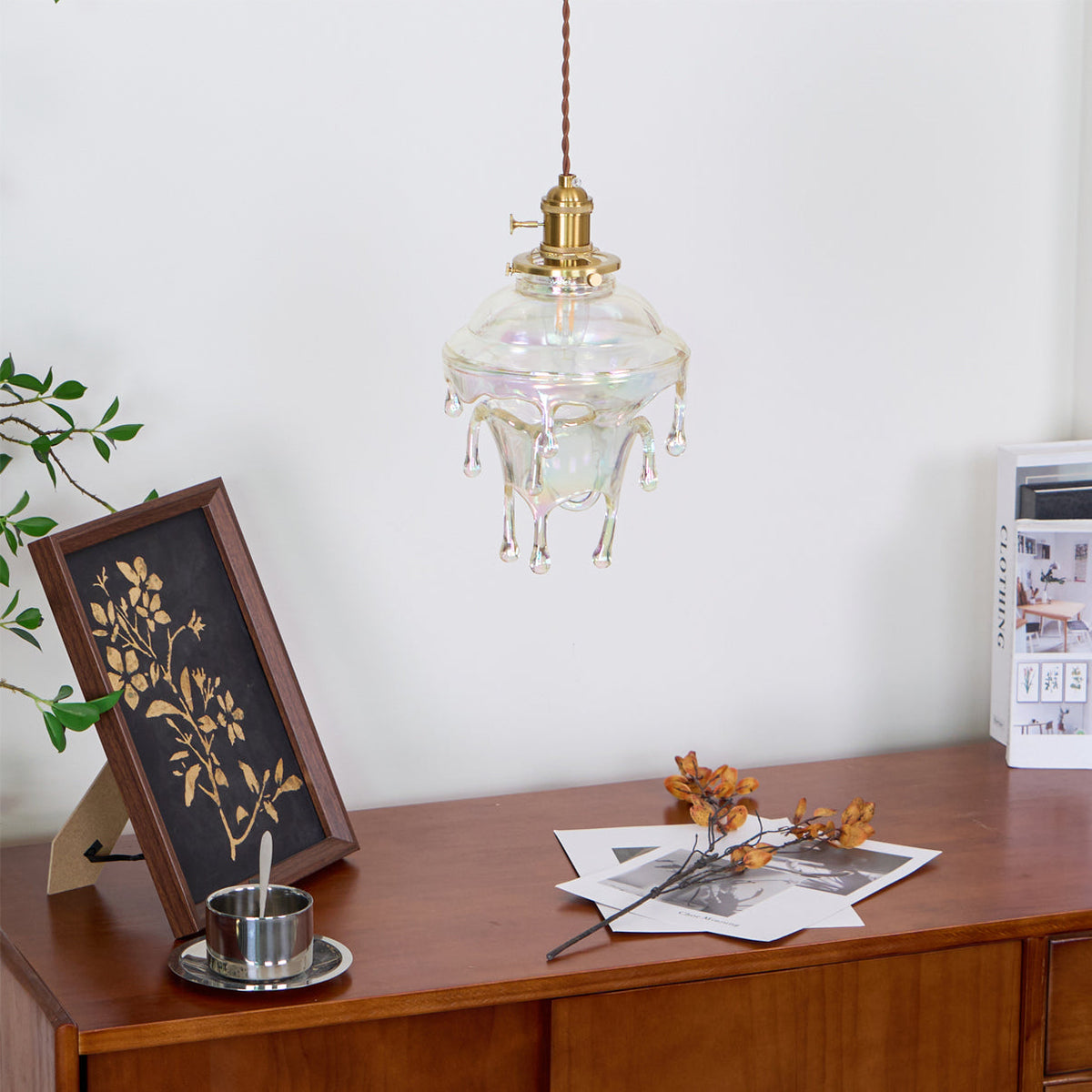Resin Drip Hanging Lamp for Dining Room & Kitchen | Adjustable Cord Ceiling Fixture | LED or Edison Bulb Compatible | Modern Art Statement P | Thomler