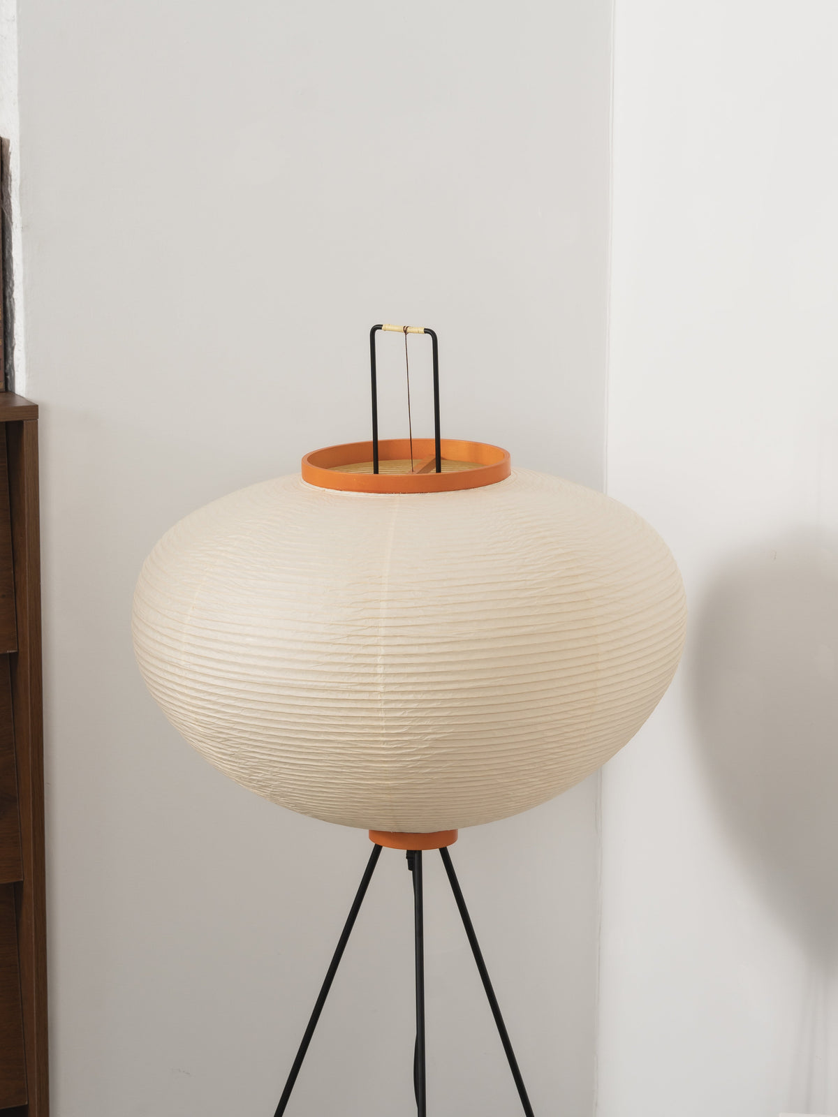 Handcrafted Paper Shade Tripod Standing Lamp 20 in White for Living Room Bedroom Reading Nook Accent Light Japandi Minimalist Decor | Thomler